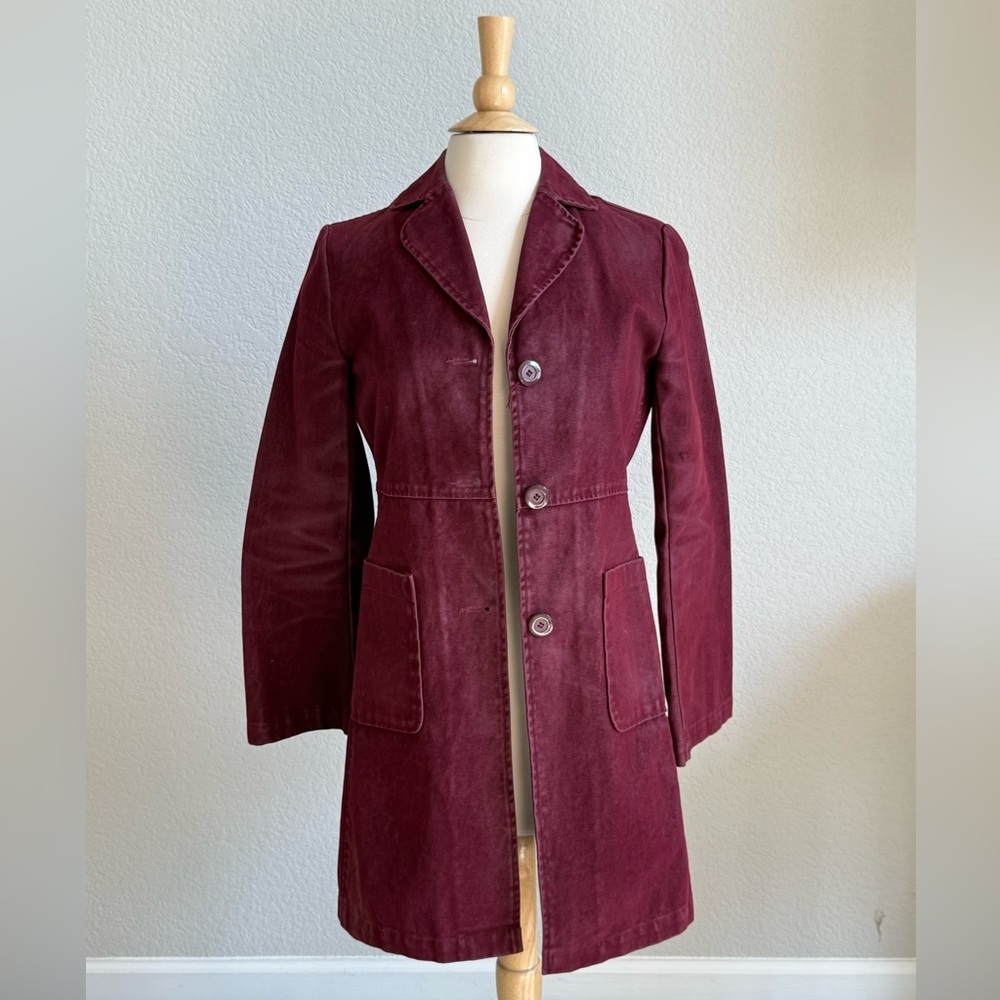 Express | 90s-Y2k Burgundy Trench Coat - image 1